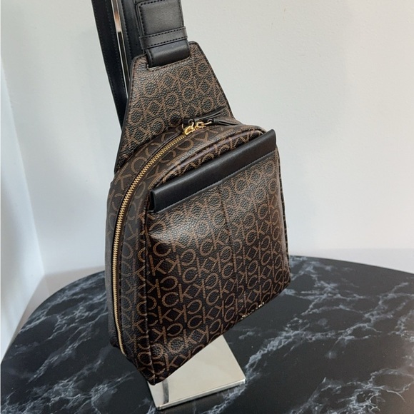 Calvin Klein Bag Millie Logo Sling CK Backpack PU Leather AUTHENTIC - Picture 3 of 16